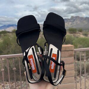 Unlisted by Nine West Black Strappy Block Heel Sandals Size 8